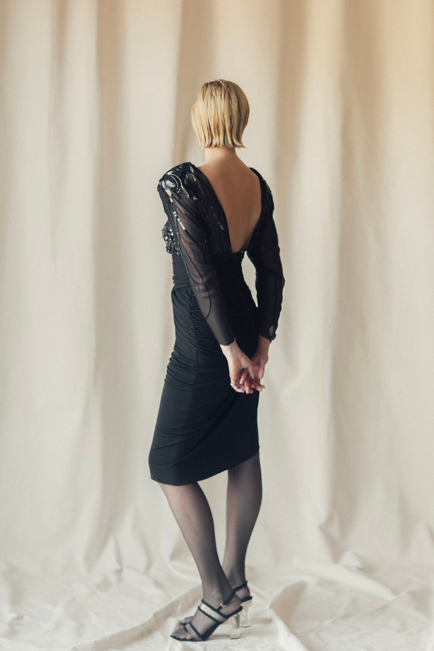 Tina Sequin Ruched Party Dress