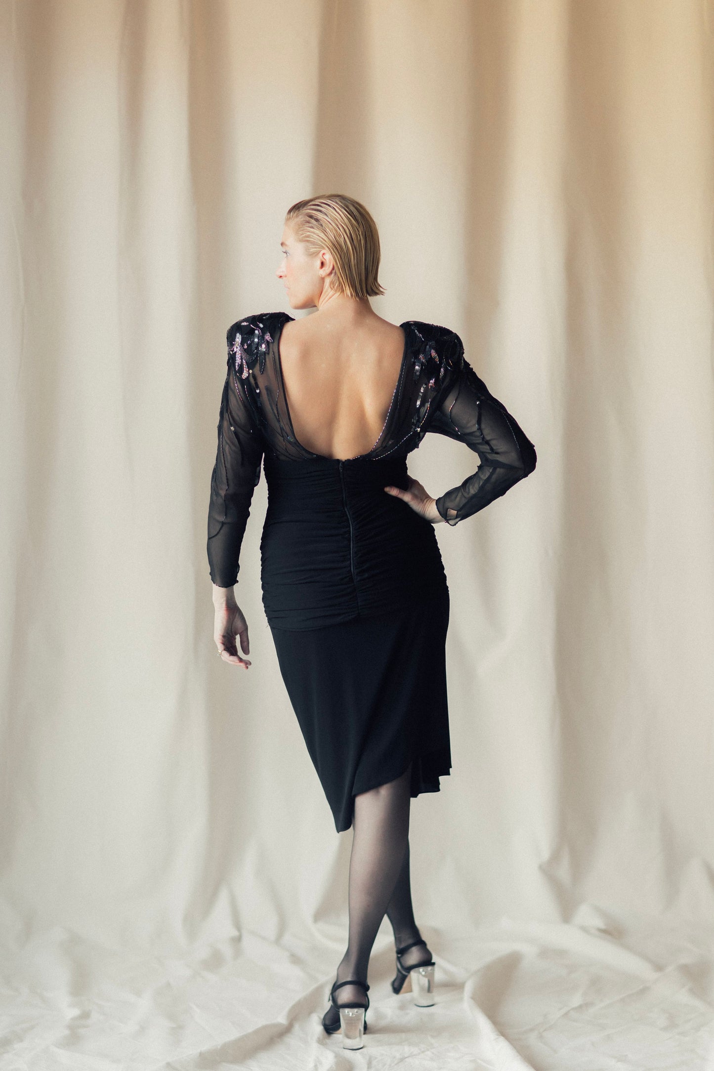 Tina Sequin Ruched Party Dress