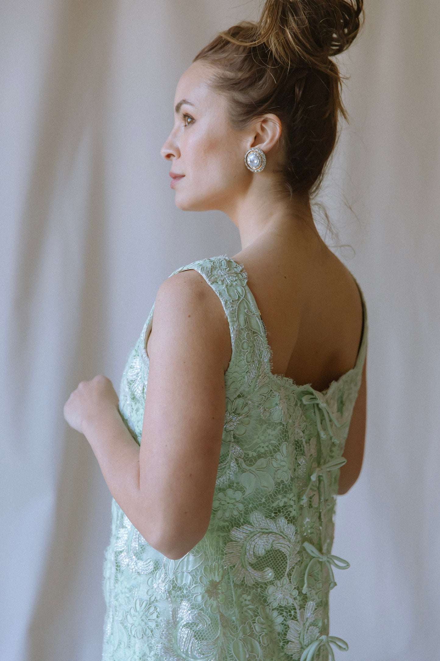 Bernetti Tea Green Lace Gown