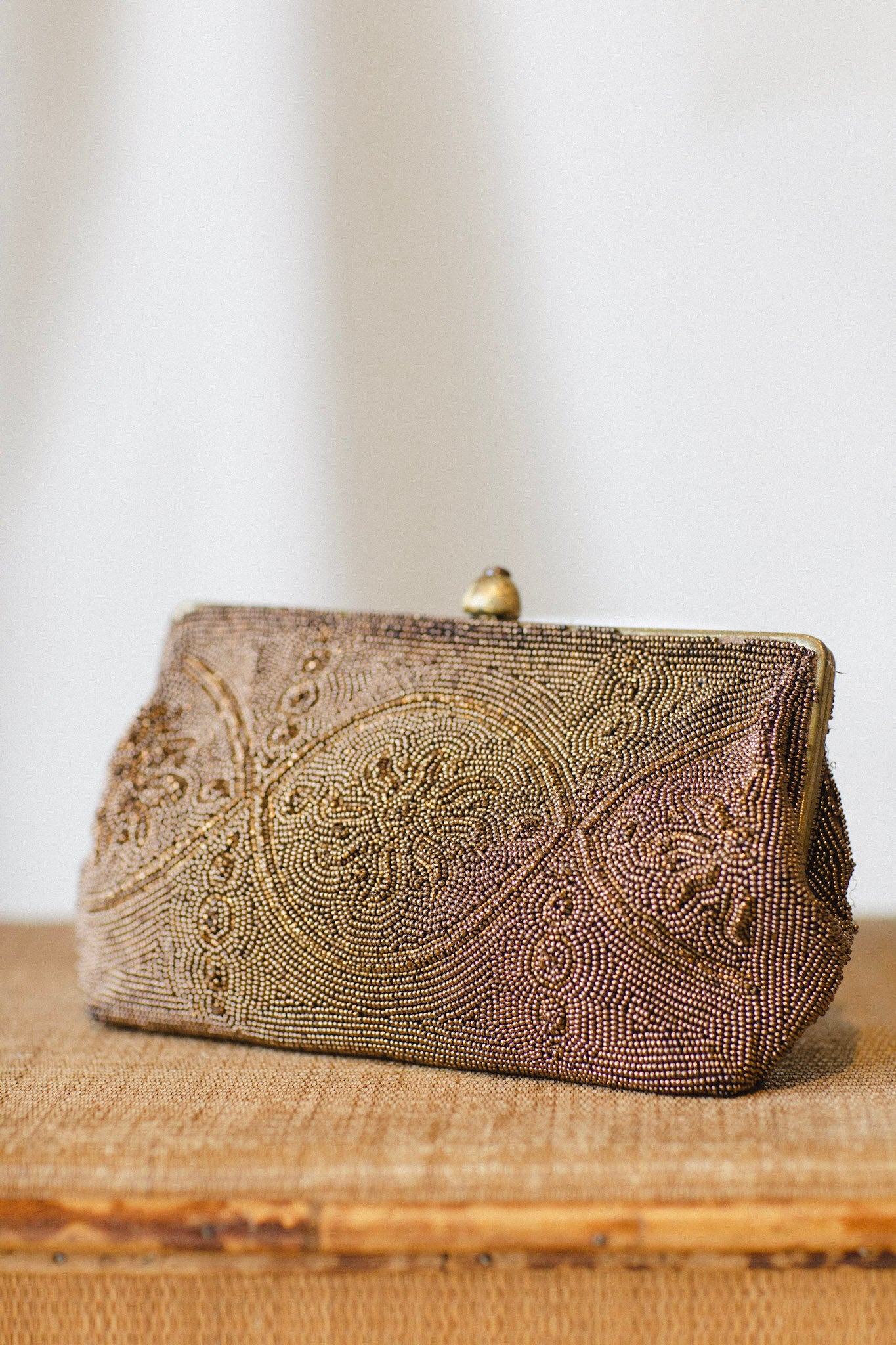 Walborg Copper Beaded Clutch