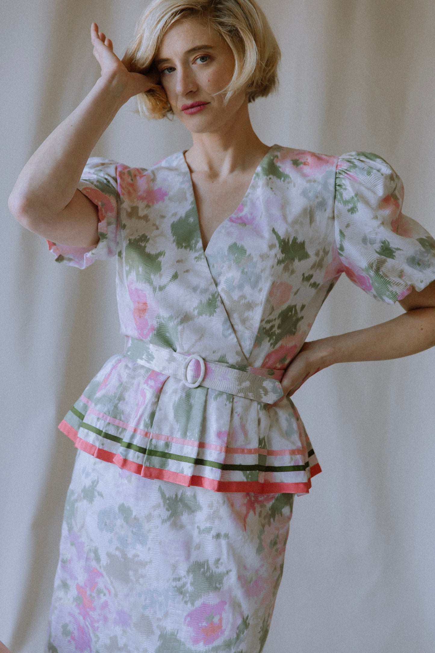 Steel Magnolia Floral Peplum Dress