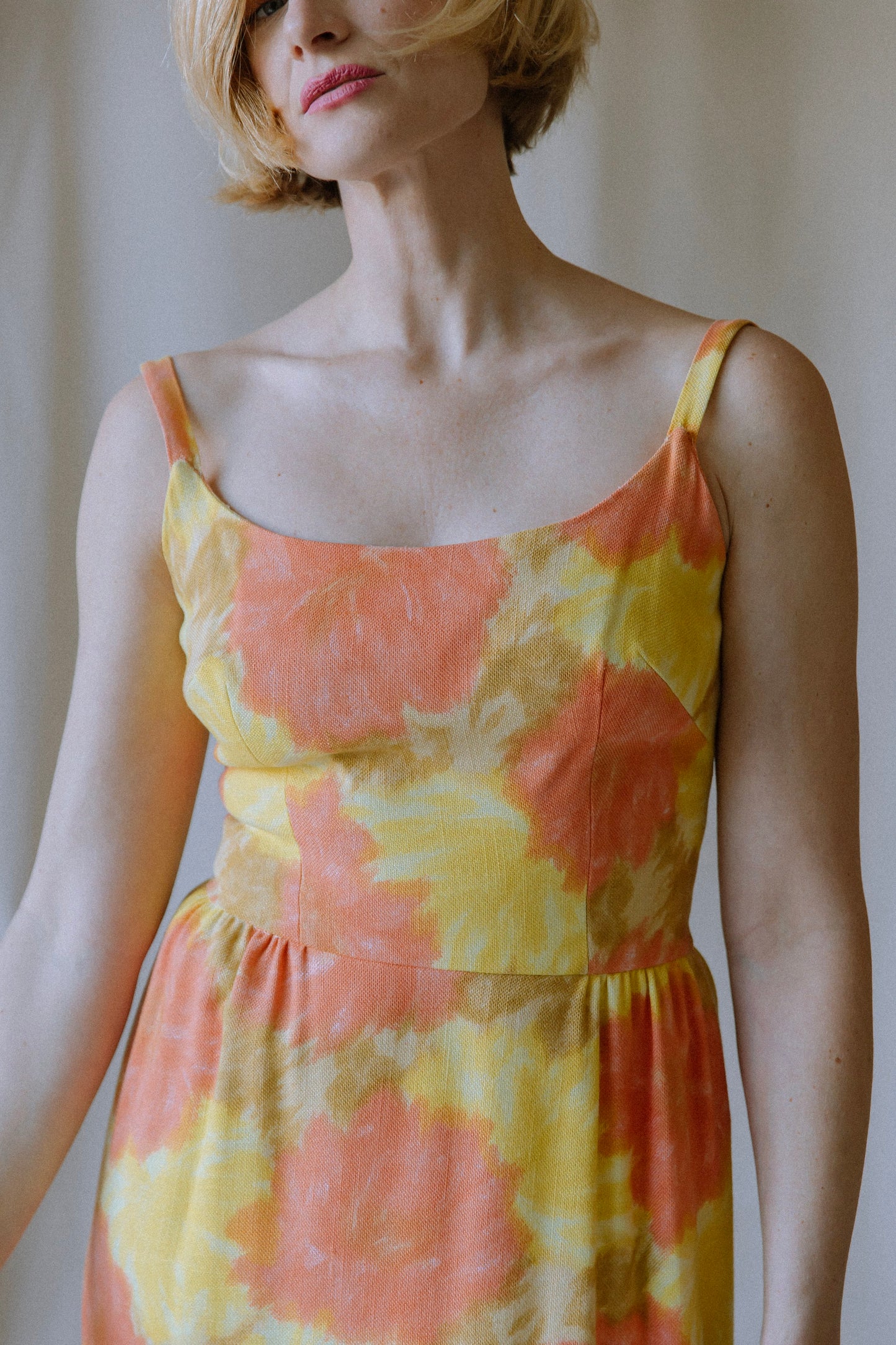 Marigold Floral Linen Gown