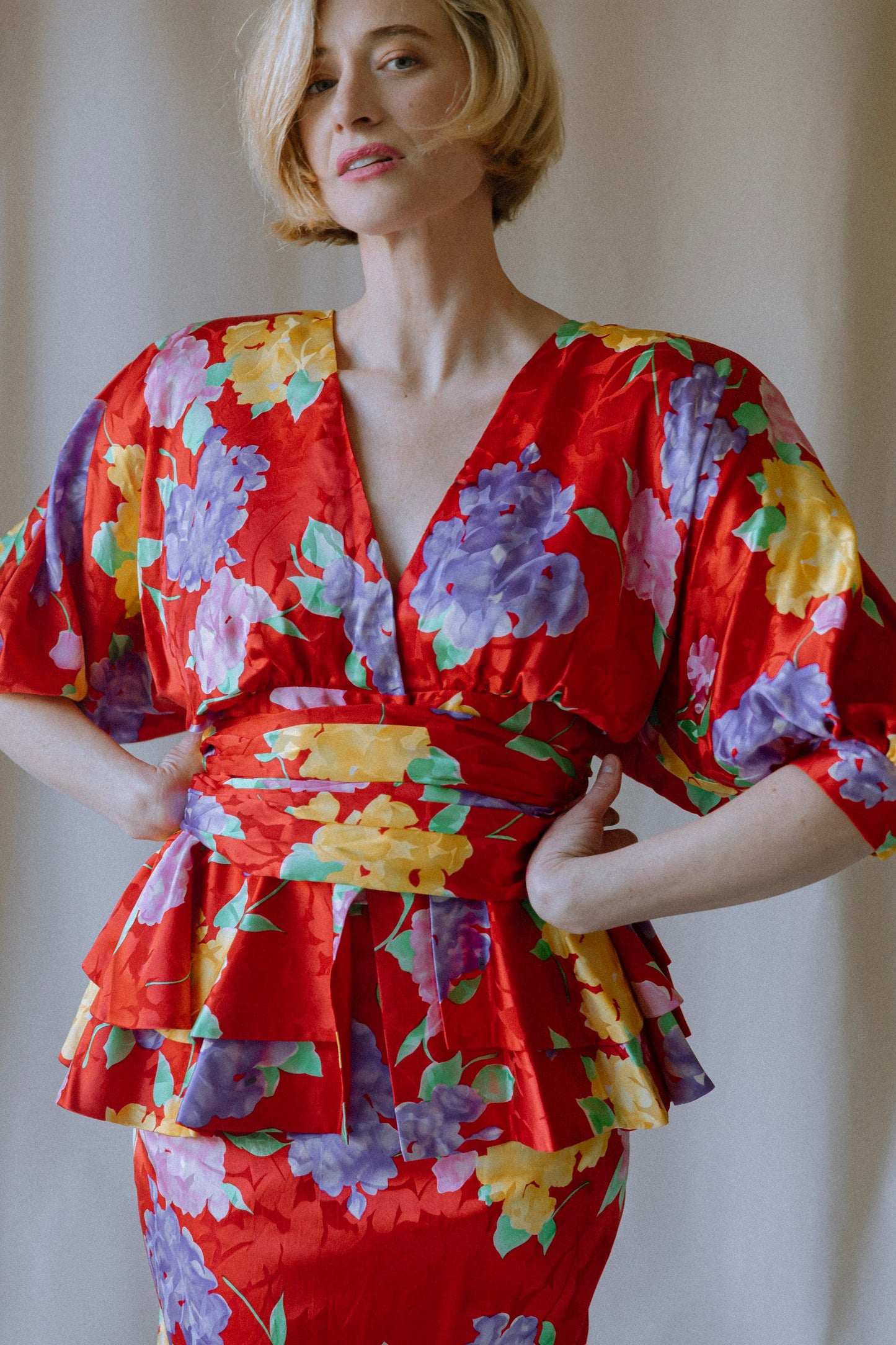 Saint Romei Floral Silk Skirt Set