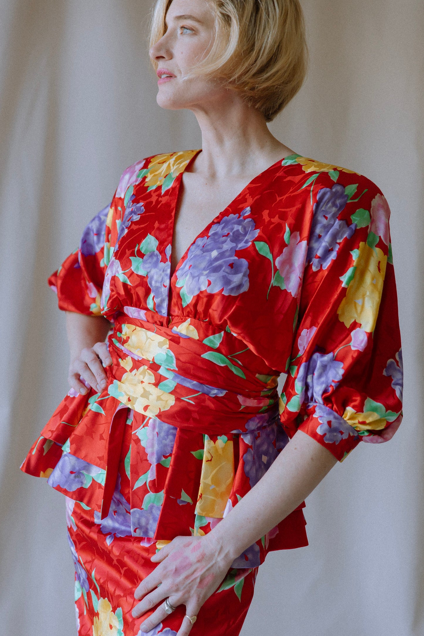 Saint Romei Floral Silk Skirt Set