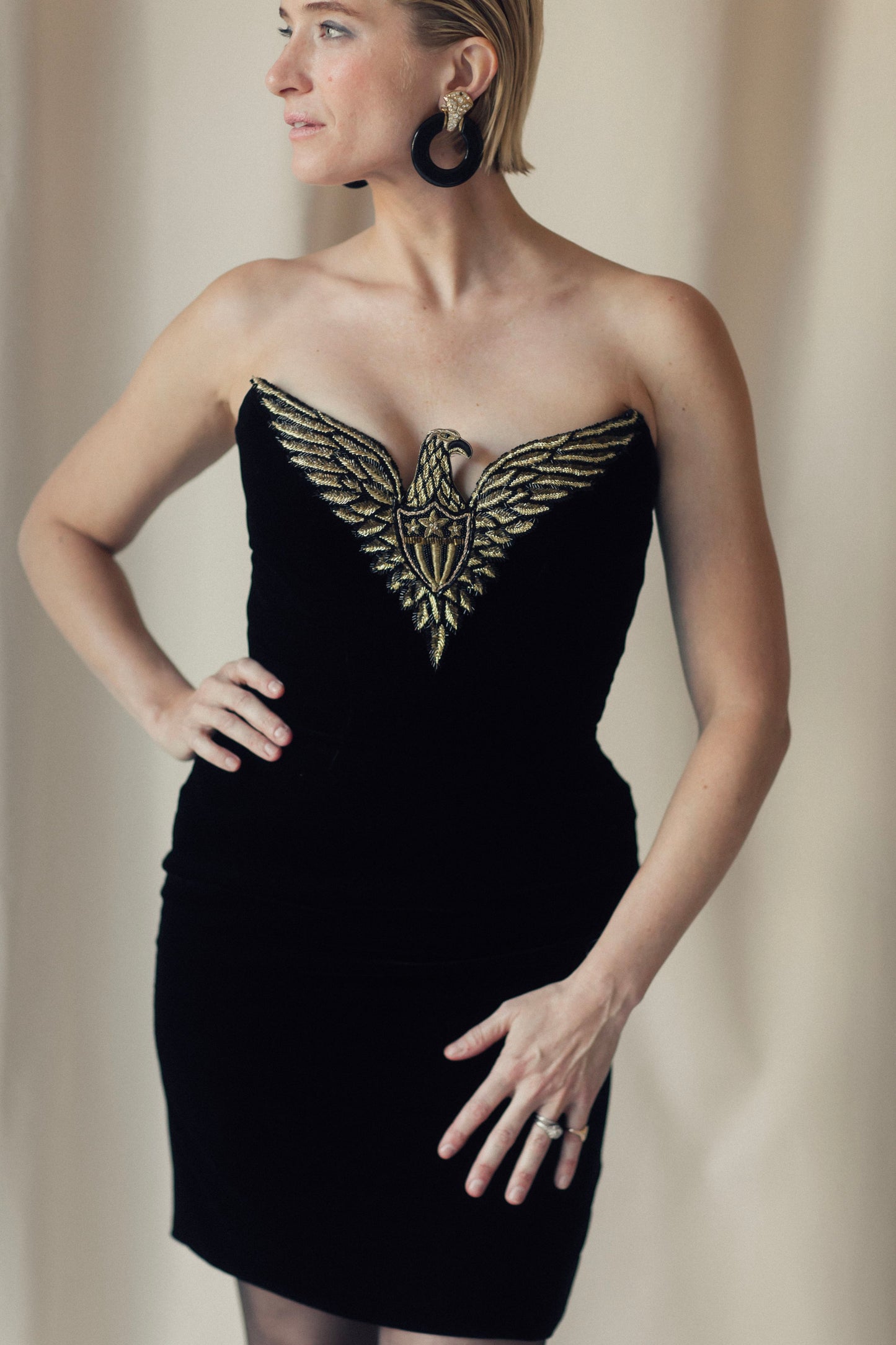 Bob Mackie Eagle Eyes Velvet Dress