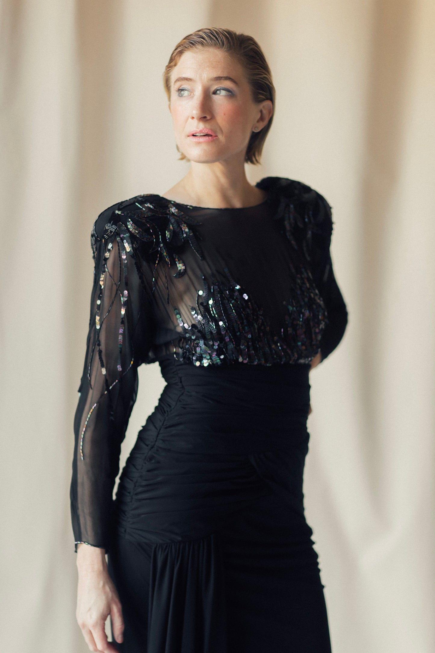 Tina Sequin Ruched Party Dress