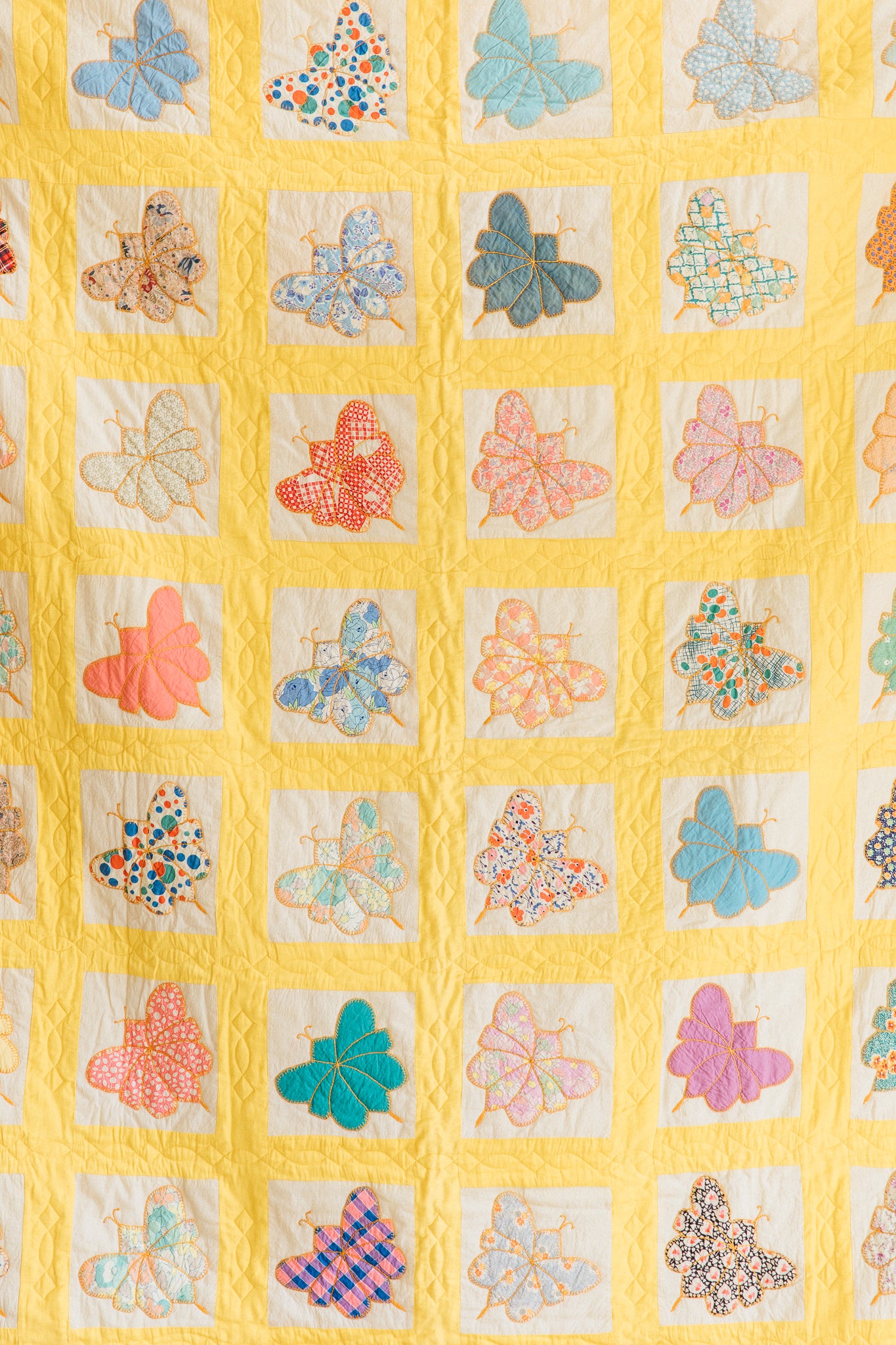 1960s Yellow Butterfly Quilt