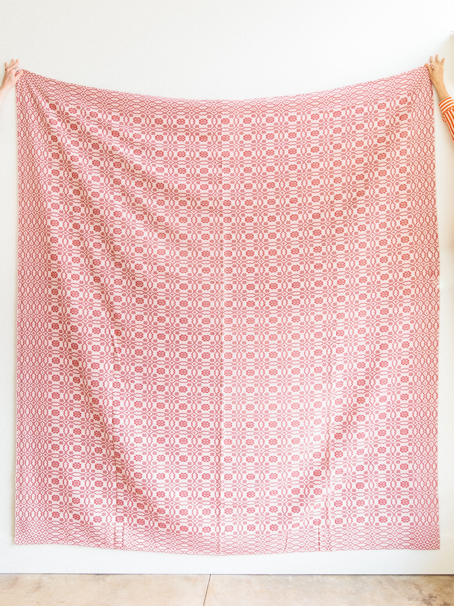 Reproduction Pink Whig Rose Coverlet by Goodwin