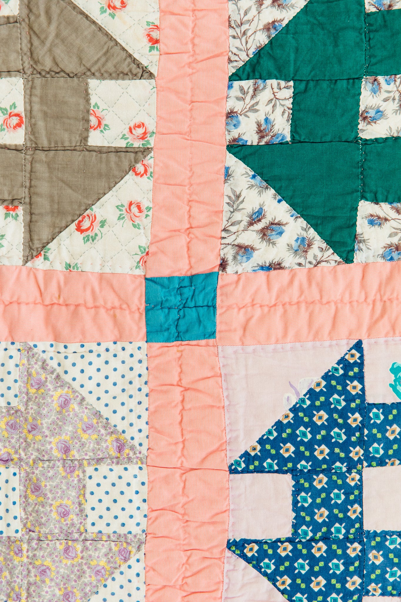 1950s Pink Churn Dash Quilt