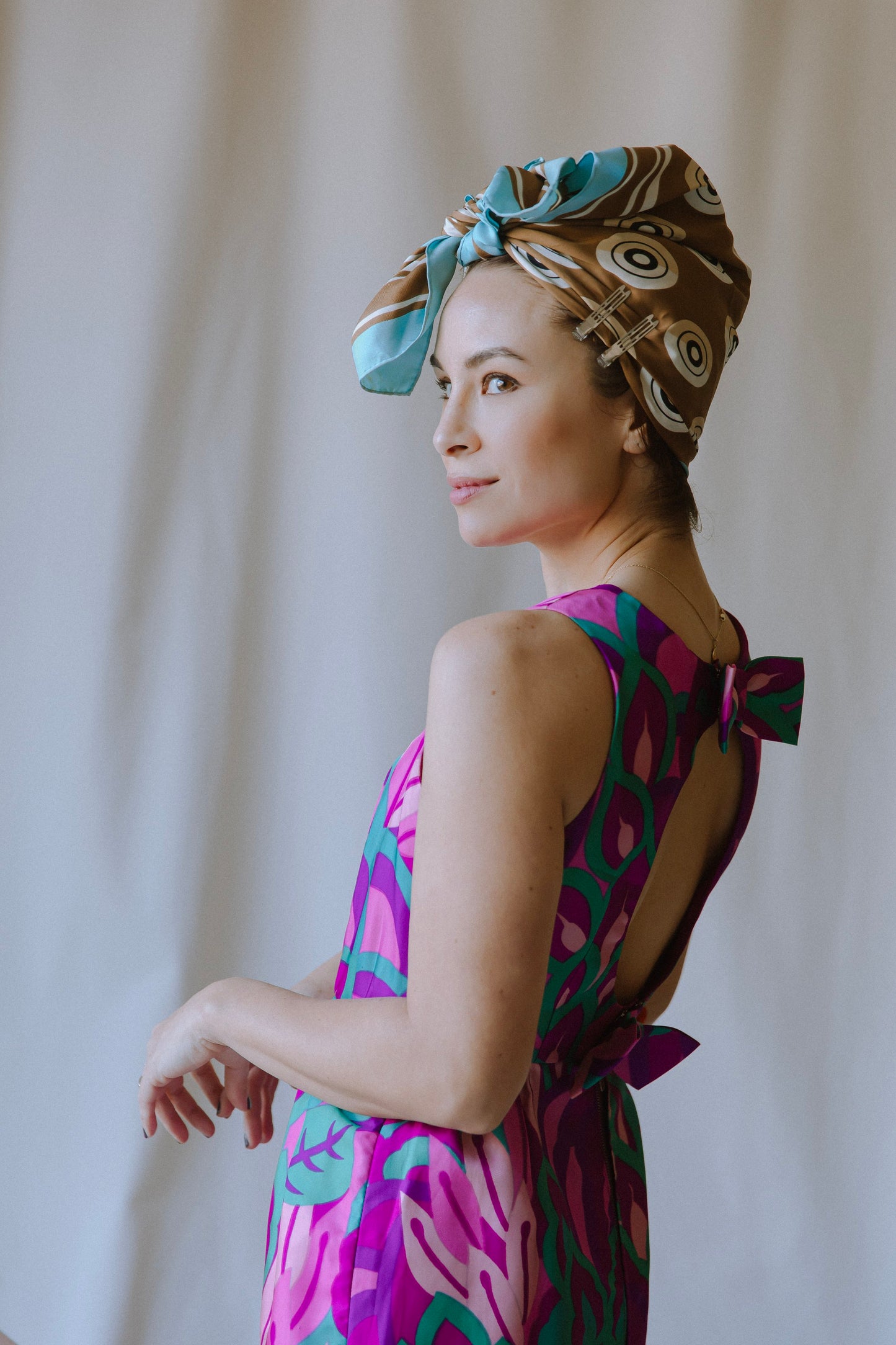 Wild Orchid Floral Silk Gown