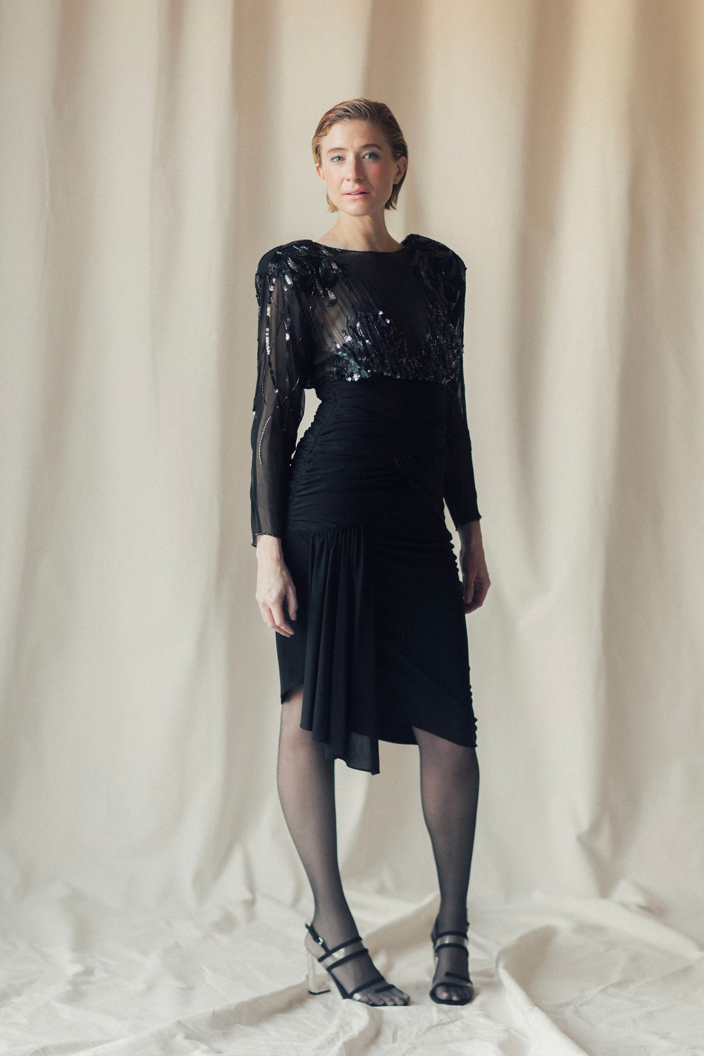 Tina Sequin Ruched Party Dress