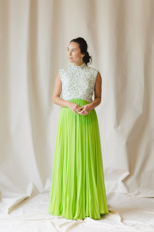 Limelight Chiffon Beaded Gown