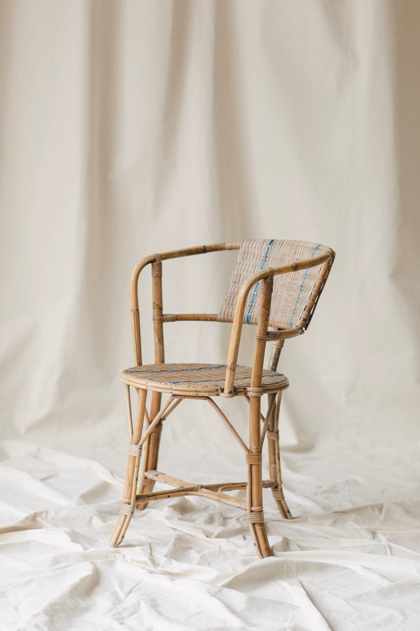 Striped Wicker Side Chair