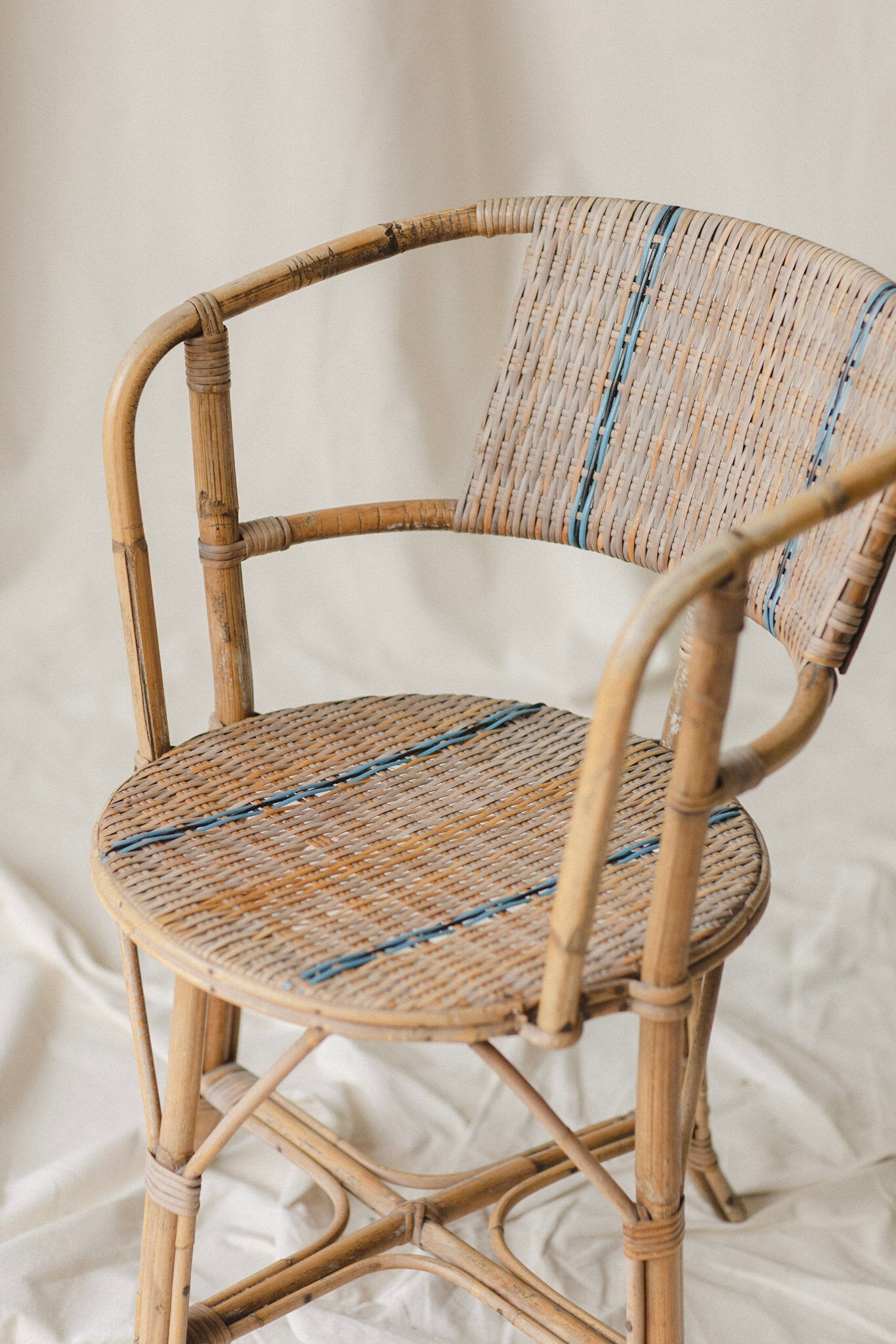 Striped Wicker Side Chair