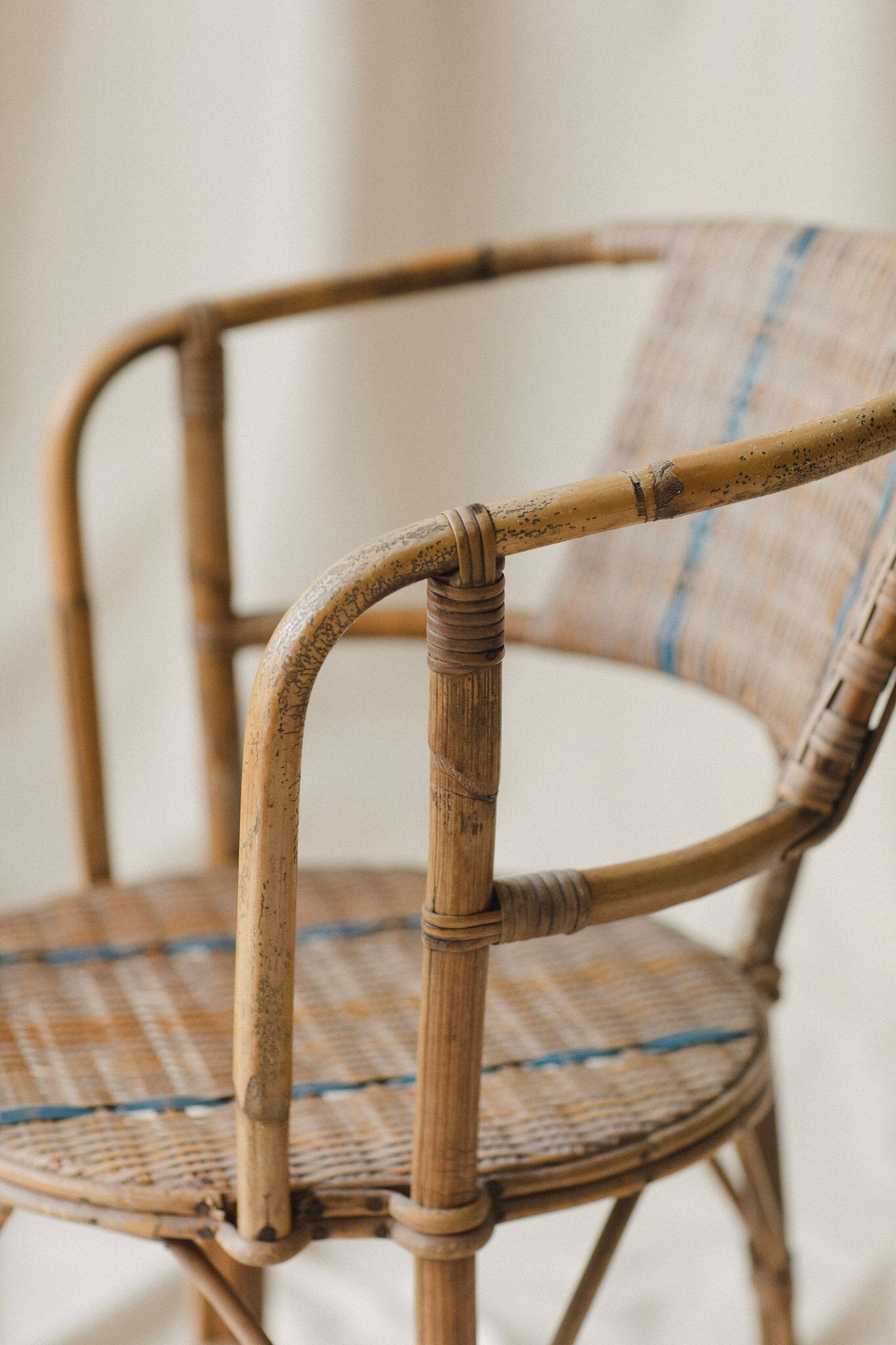 Striped Wicker Side Chair