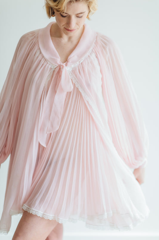 Christian Dior Pink Lace Peignoir Set
