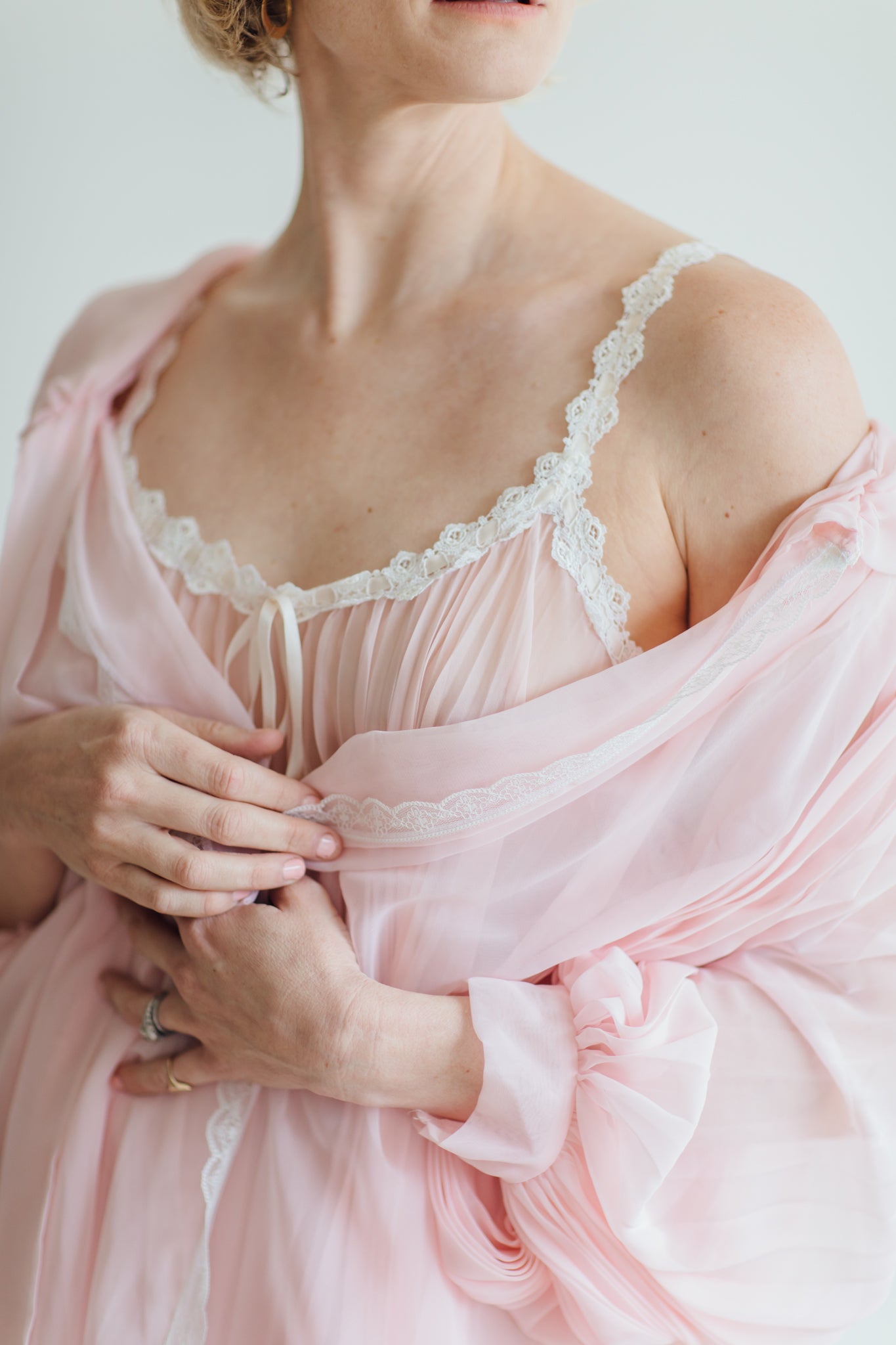 Christian Dior Pink Lace Peignoir Set