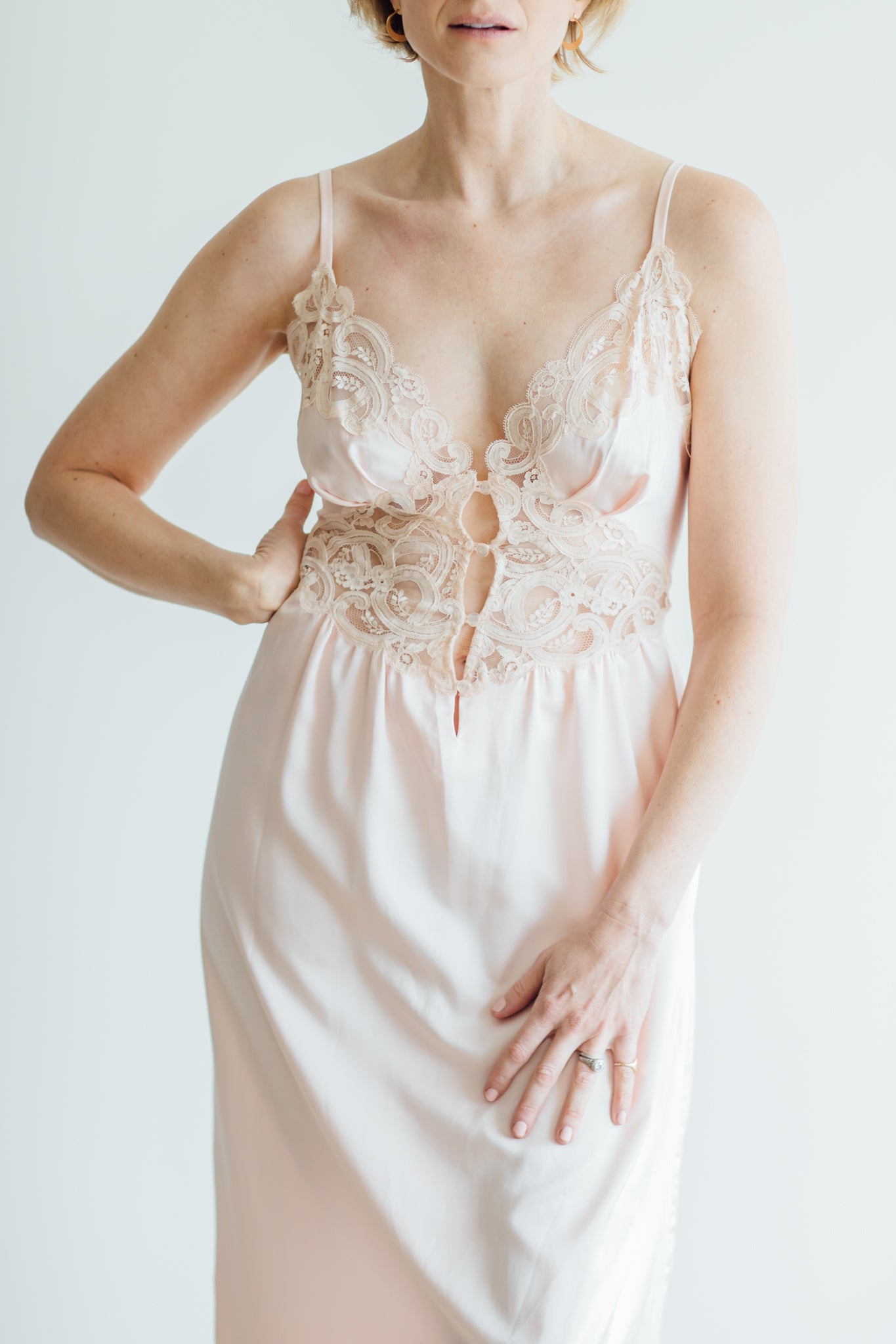 80s Eve Stillman Pink Lace Negligee