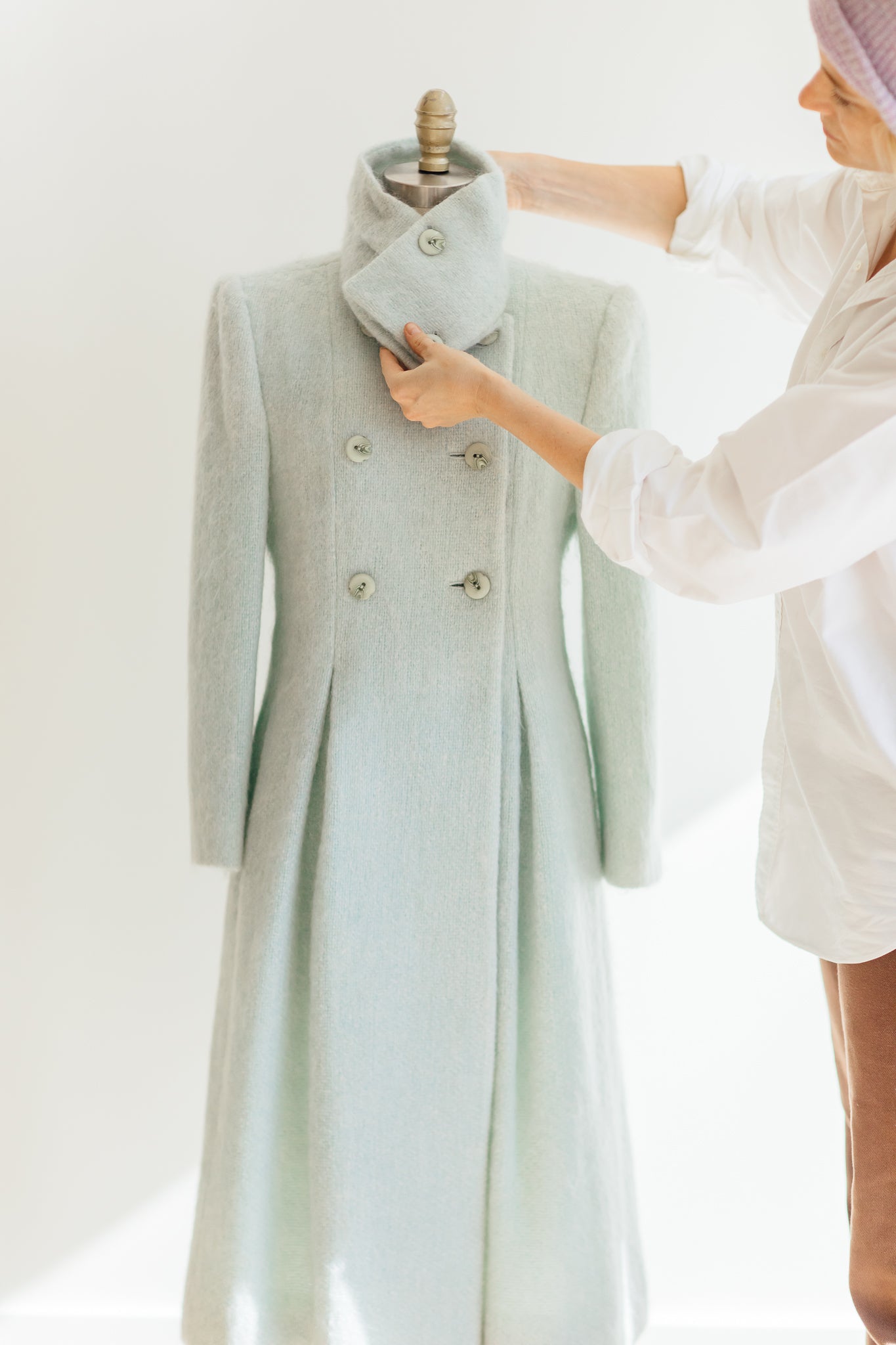 Seafoam Mohair Double-Breasted Coat