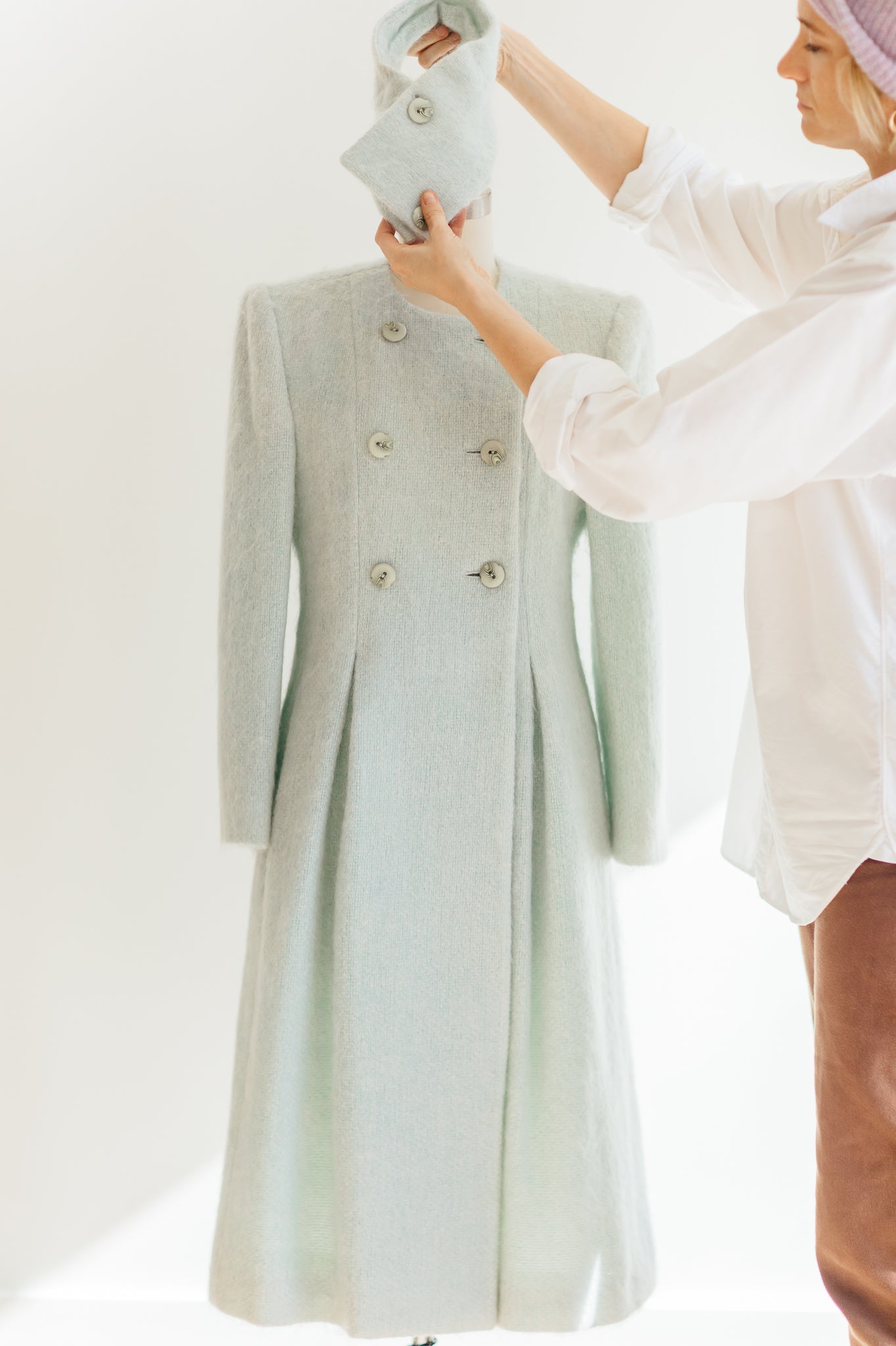 Seafoam Mohair Double-Breasted Coat