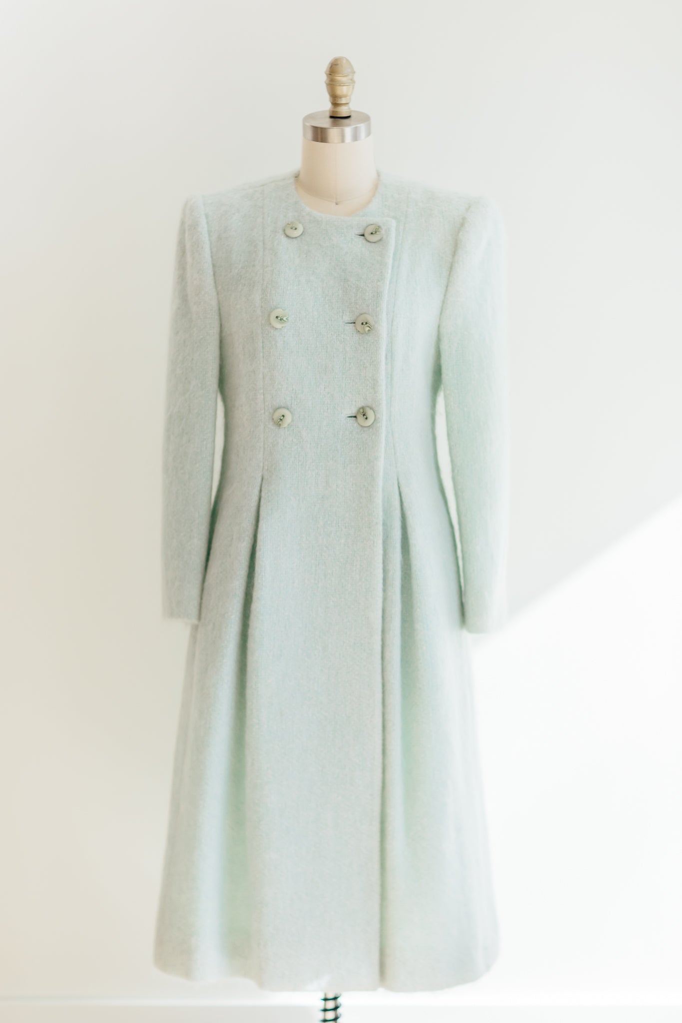 Seafoam Mohair Double-Breasted Coat