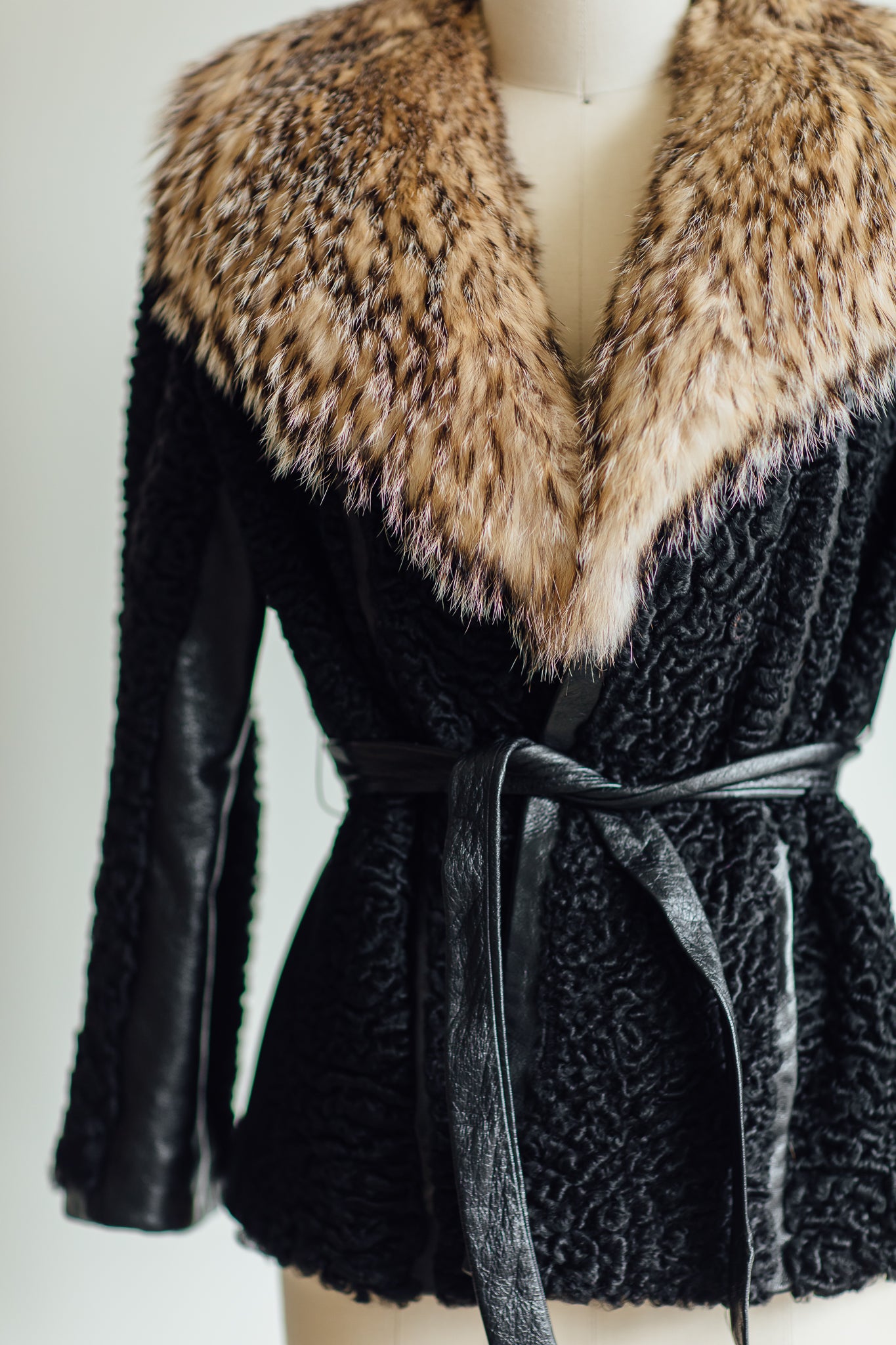 Schumacher Black Jacket with Fur Collar