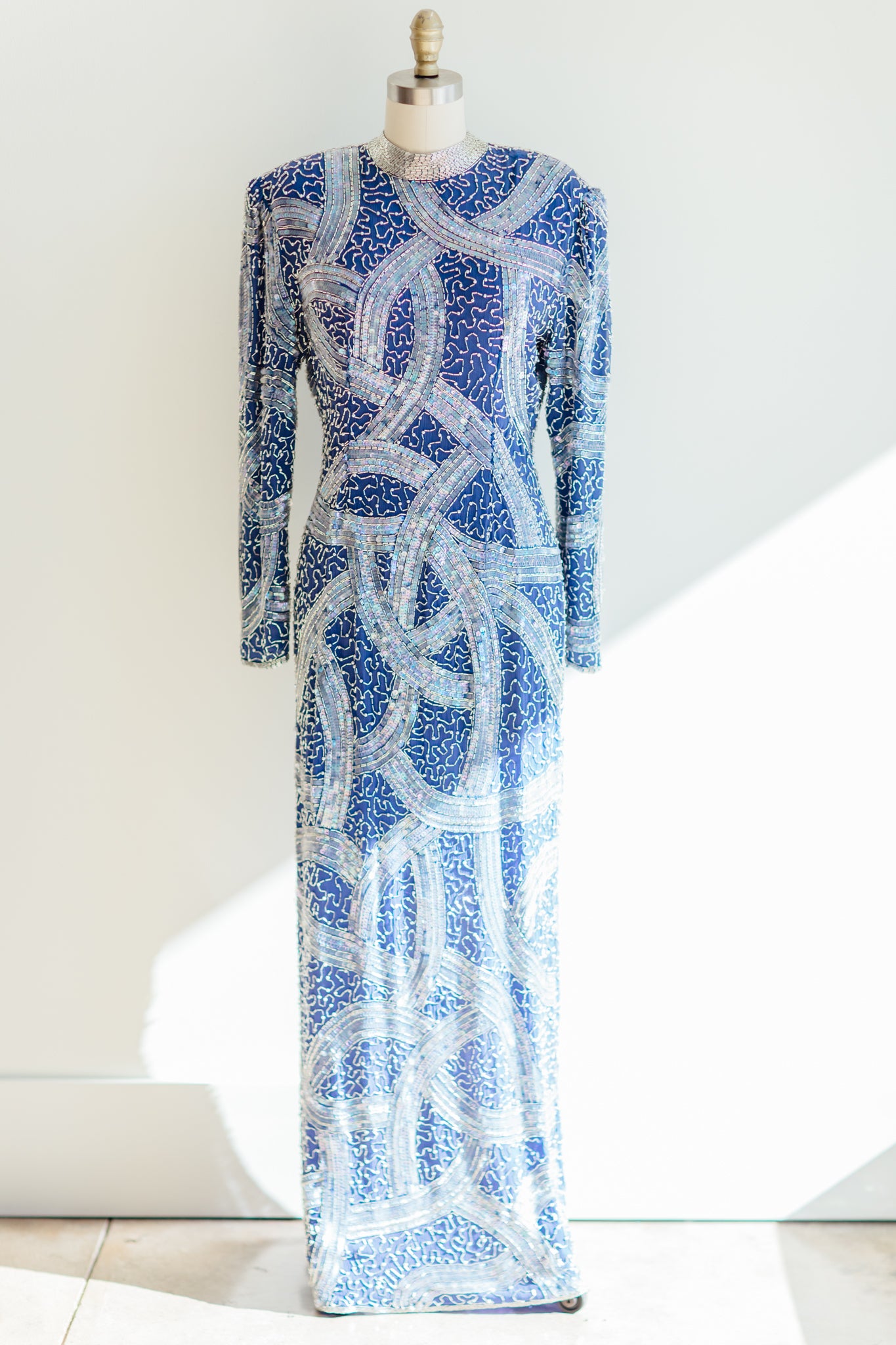 Periwinkle Sequined Deco Gown