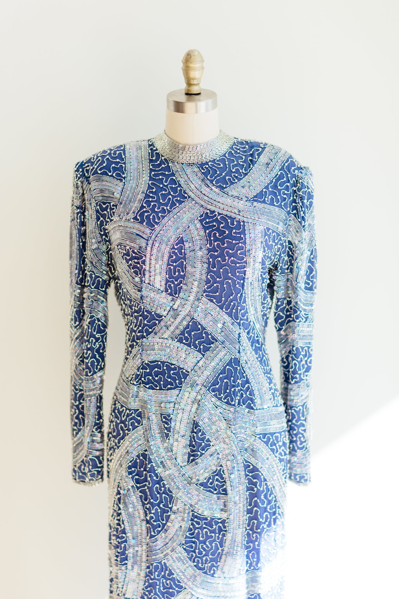 Periwinkle Sequined Deco Gown