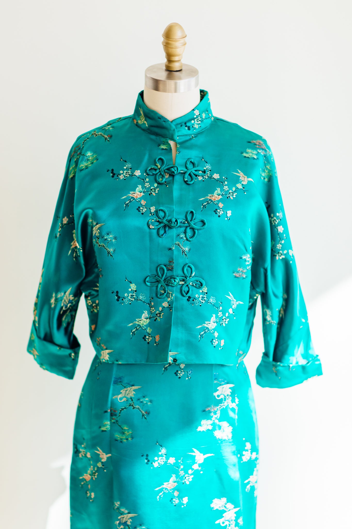 Giana Green Silk Brocade Dress Set