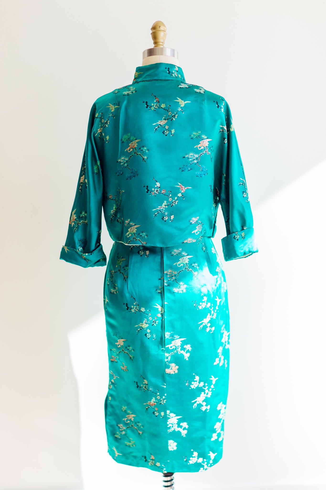 Giana Green Silk Brocade Dress Set