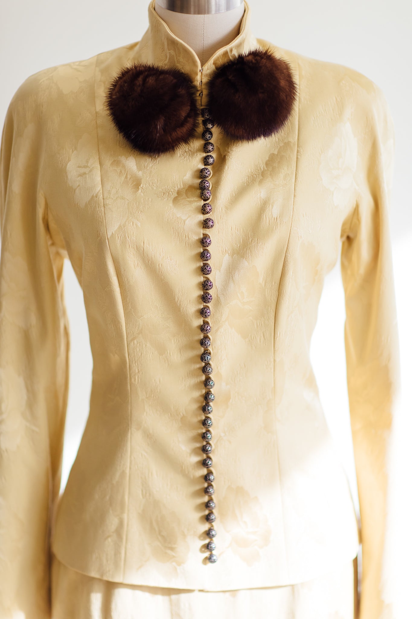 Christian Dior Brocade and Fur Skirt Suit by John Galliano 1998