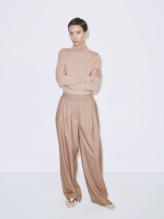 Mijeong Park Roll Neck Jersey Top - Beige