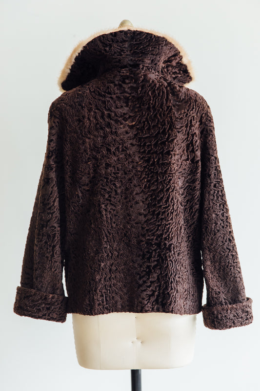 Lyra Faux Mink Fur Brown Coat For Sale - William Jacket