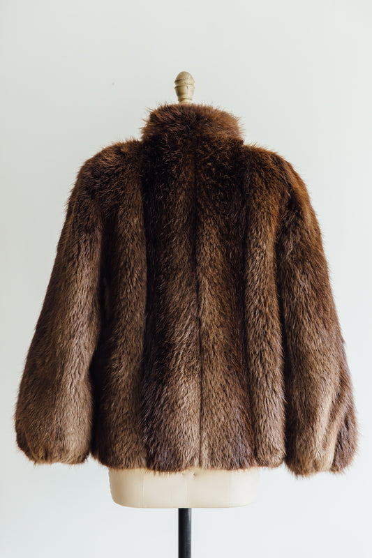 Christie Brothers Brown Beaver Fur Jacket