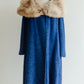 A. Lewis Blue Tweed and Fox Fur Collar Coat