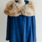 A. Lewis Blue Tweed and Fox Fur Collar Coat