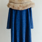 A. Lewis Blue Tweed and Fox Fur Collar Coat
