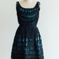 Teal with Black Fringe Overlay Dress