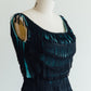 Teal with Black Fringe Overlay Dress