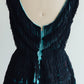 Teal with Black Fringe Overlay Dress