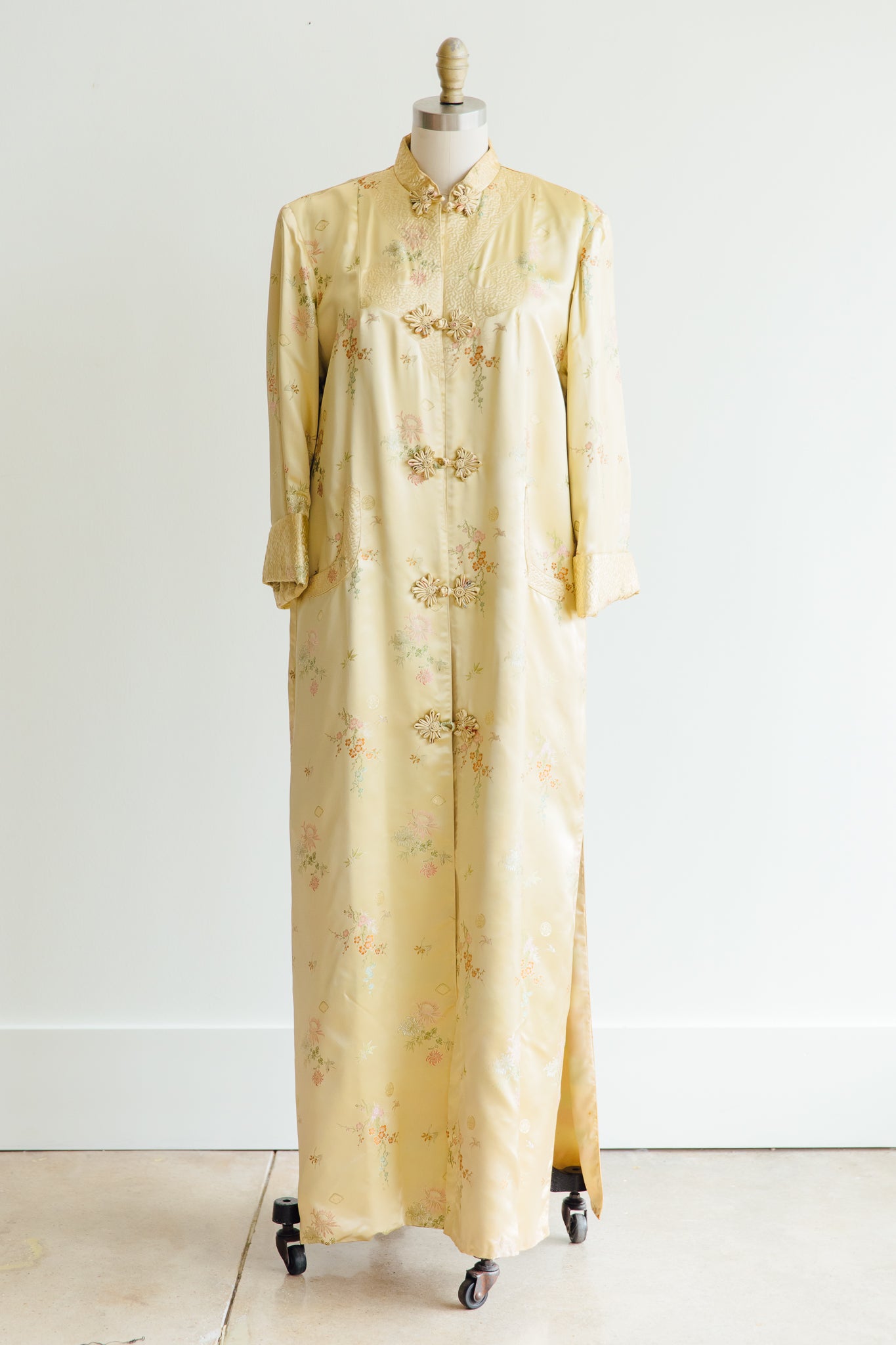 Oriental Yellow Silk Brocade Duster