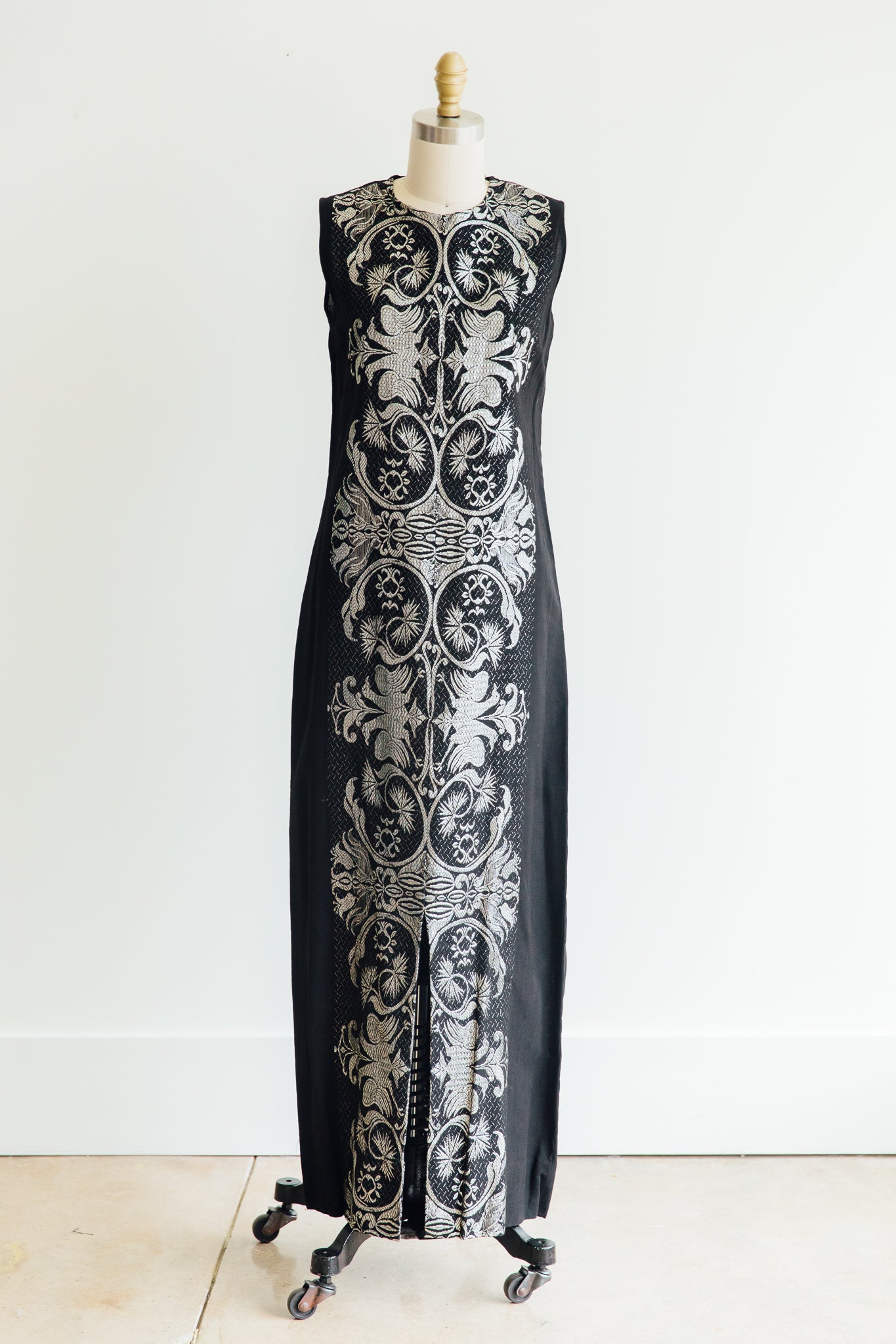 Leon Pessah Black Linen and Silver Lurex Dress