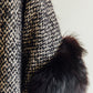 Black Fur and Tweed Neck Tie Coat