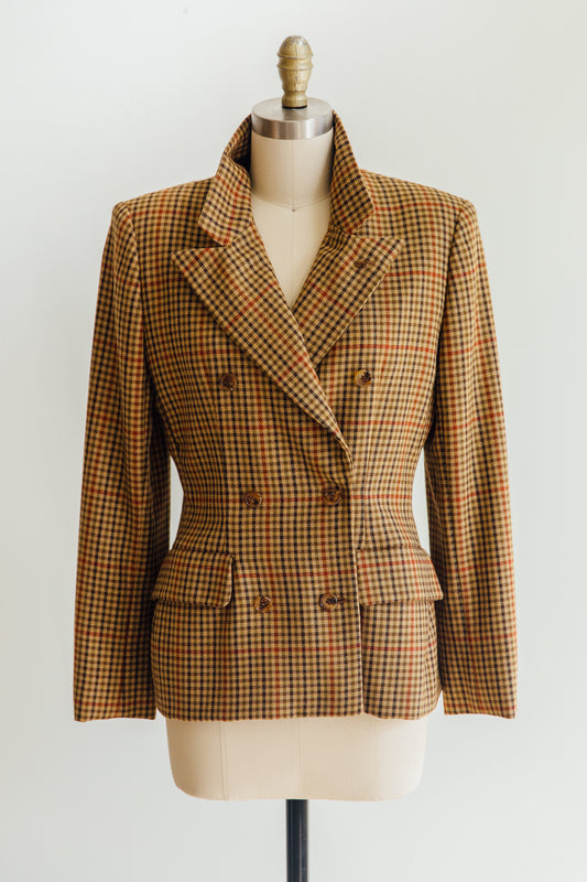 Bill Blass Brown Plaid Blazer