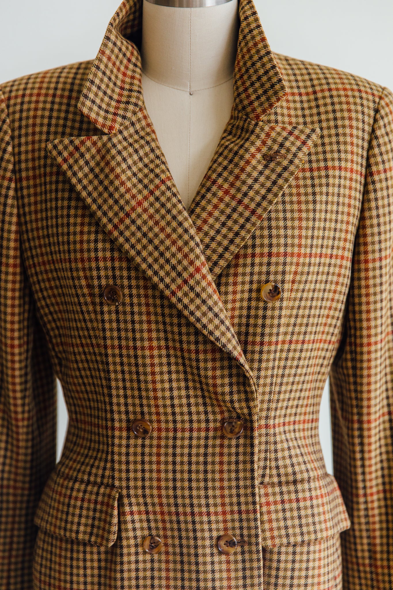 Bill Blass Brown Plaid Blazer