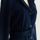 Navy Wool Blend Belted Jacket