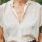 Cream Embroidered Short-Sleeve Button down