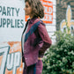 Purple Suede Fringe Button Down