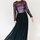 Purple/Navy Silk Sequined Gown