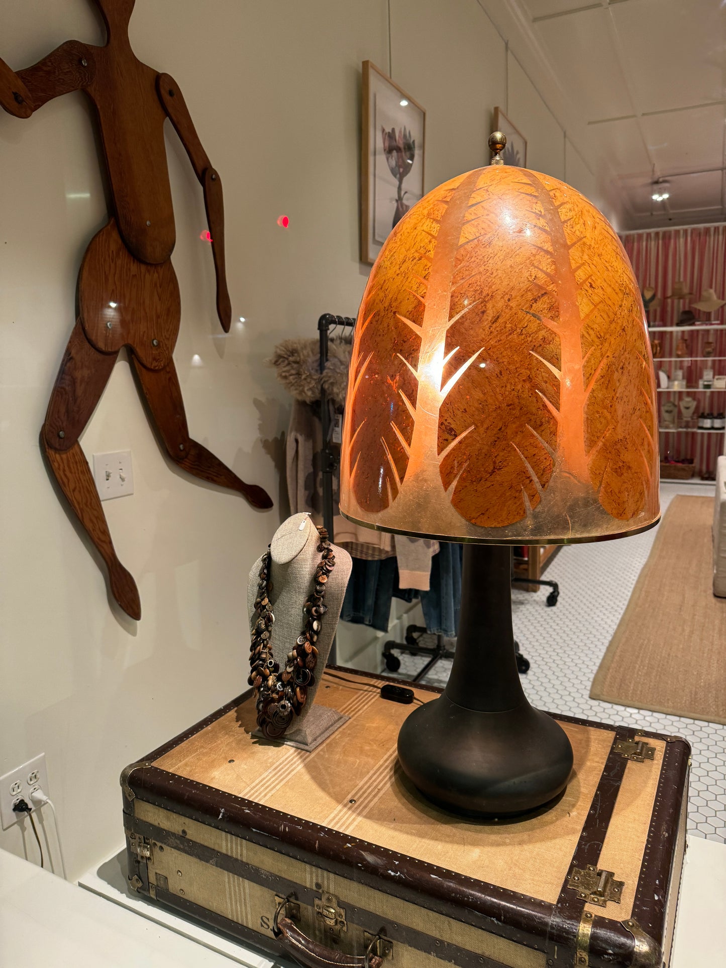 Gabriella Crespi Tobacco Leaf and Resin Lamp